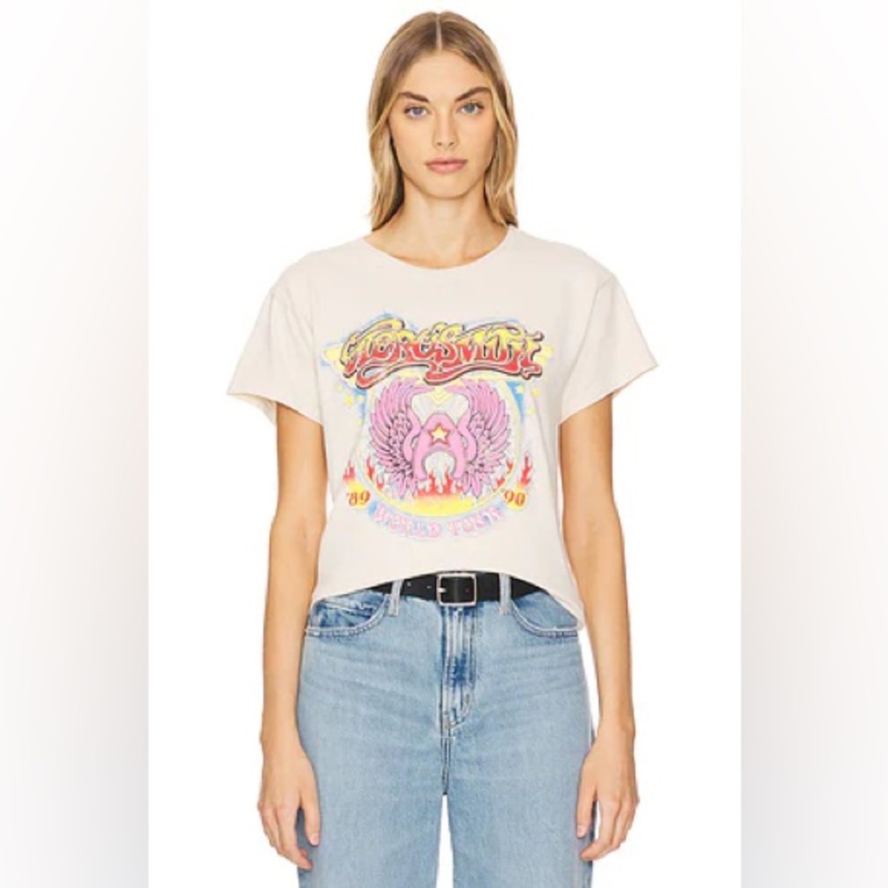 DAYDREAMER aerosmith world tour tour tee in dirty white NWT